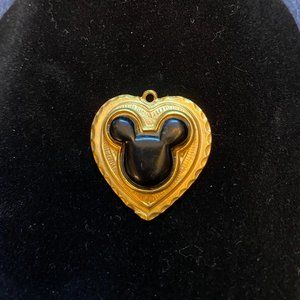 Cute Disney Mickey Mouse Medallion for charm or necklace, Gold tone 1.5"